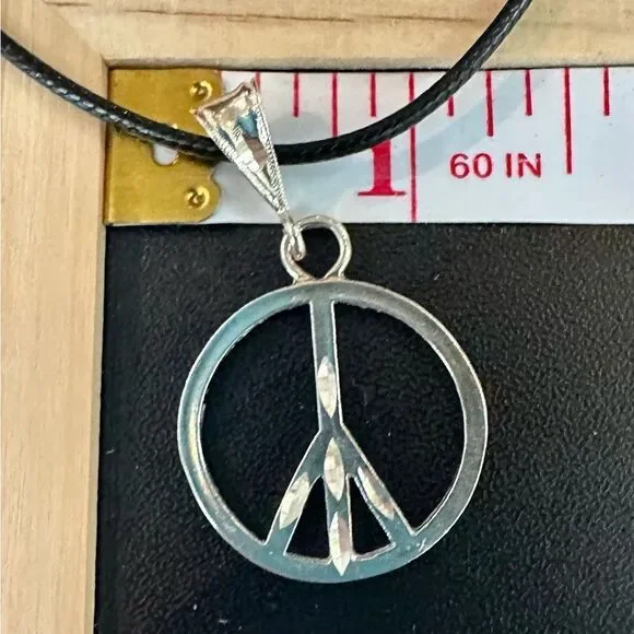 Stainless Steel Peace Pendant Necklace - Picture 3 of 3